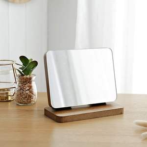 Bathroom <b>Mirror</b> Desktop <b>Vanity</b> European Makeup <b>Mirror</b> Wooden Table Portable Dormitory Cosmetic <b>Mirror</b> HD Folding - Product Image 3