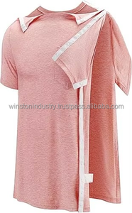 Camiseta de algodón con cierre de cremallera para rehabilitación, para después del hospital, con broches laterales para batas de paciente - Product Image 6