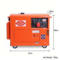 Générateur diesel silencieux à démarrage électrique, prêt à être expédié, faible bruit (60-70 dB), puissance nominale de 5 kW, puissance de crête de 5,5 kW, réservoir de 15 L, 220 V/380 V, pour la sauvegarde à domicile