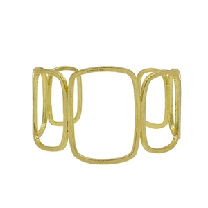 Handmade Brass Cuff <b>Bracelets</b> Gold Plated Trendy Geometric Design Unique Style Unisex Jewelry From Rajasthan <b>Copper</b> Alloy - Product Image 1