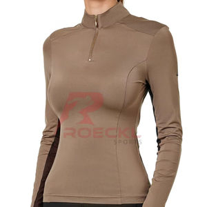 Top de equitación para mujer, camiseta atlética transpirable ecuestre, elegante, ligera, de tela elástica, que absorbe la humedad, diseñada - Product Image 1