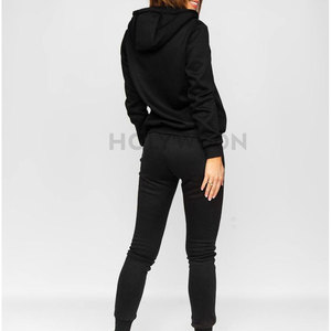 Ensemble de survêtement élégant pour femme, col montant uni, 100% coton, haut à capuche confortable, tenue décontractée streetwear, ensemble 2 pièces pour l'hiver - Product Image 2