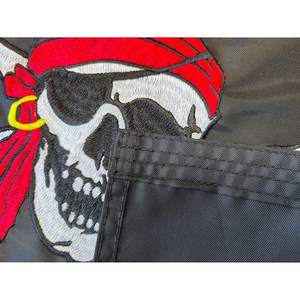 Bandera Pirata Roja con Diseño de Sombrero y Barco, 12x18 Pulgadas, Hecha en EE. UU., Bordado Jolly Roger, con 2 Ojales de Latón, Resistente - Product Image 2