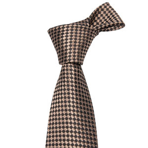 Cravatta da uomo in seta jacquard nera rame con motivo a pois geometrici e righe, 100% lana, confezione regalo di lusso SKU 62099524901 - Product Image 1