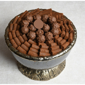 Elegante cuenco para servir chocolate, cuenco de chocolate de metal plateado de la mejor calidad con acento dorado, exhibición de dulces, venta al por mayor, uso de Hotel - Product Image 3