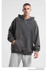 Sudadera con capucha para hombre, de invierno, estilo vintage, de algodón grueso, lavado ácido, con cremallera, estampado 3D en relieve, impresión digital, ODM disponible - Product Image 5