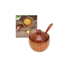 Juego de Azucareros de madera hecho a medida con tapa y cucharas artículos decorativos redondos para el hogar para alimentos para uso doméstico y comercial - Product Image 1