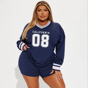 Nouveau 2025 femmes été deux pièces Biker Shorts ensembles et maillot surdimensionné chemise à manches longues décontracté Logo personnalisé - Product Image 1
