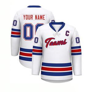 Uniformes utiliser vintage 100% polyester drôle sublimation brodé à manches longues maillot de hockey sur glace homme personnalisé - Product Image 4