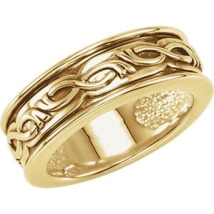 Stuller 18KY Fashionable Inlay <b>Ring</b> 50923:105P Stackable Geometric Number Style Trendy Religious Wedding <b>Ring</b> for Children 4mm - Product Image 1