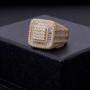 Bague carrée multicouche en zircon plaqué argent 925 pour homme, sertie pavé certifiée, bijou de luxe pour mariage, cadeau - Product Image 2