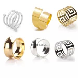 Stainless Steel <b>Silver</b> Shiny Polished Hammered Texture Round Shape Wedding Table Decorative Luxury <b>Napkin</b> Rings From India - Product Image 2