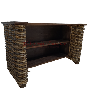 Wholesale Polished Brown Rattan Wood <b>Bar</b> Counter for Dining and <b>Kitchen</b> Natural Furniture for Hotel Restaurant Home - Product Image 6