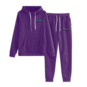 Conjunto de Sudadera con capucha y pantalones de invierno respetuosos con el medio ambiente de alta calidad, conjunto de chándal unisex de forro polar de algodón/nailon con logotipo personalizado - Product Image 3