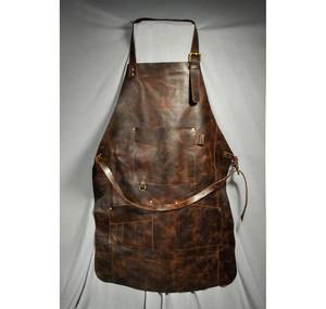 Unisex LPN-0012 Genuine Leather Chef <b>Apron</b> Adjustable Breathable Kitchen Bib <b>with</b> Custom <b>Pockets</b> Sleeveless Sleeveless - Product Image 5