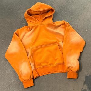 Streetwear avec logo brodé personnalisé pullover sweats à capuche vintage demi fermeture à glissière lavage à l'acide pantalons de survêtement évasés en détresse t hoodies - Product Image 1