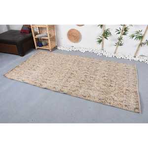 พรมตุรกี ขนาด 4.3x7.9 ฟุต พรมวินเทจ พรมขนสัตว์ลายสัตว์สีเบจ - Product Image 3