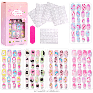 120 <span class=keywords><strong>faux</strong></span> ongles pour enfants, ongles artificiels pré-collés, <span class=keywords><strong>faux</strong></span> ongles en acrylique à presser pour filles, enfants, tout-petits - Product Image 3