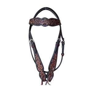 Vente en gros de qualité supérieure nouveau design de cheval équestre en cuir Western Headstall usiné à la main et sculpté pour l'équitation - Product Image 1