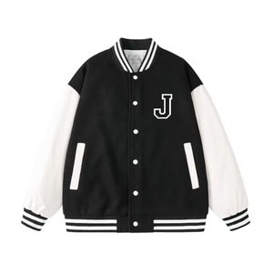Nueva chaqueta universitaria unisex, estampado de texto de béisbol personalizado blanco, estilo Hip Hop, botón frontal bordado de concha de nailon para invierno - Product Image 3