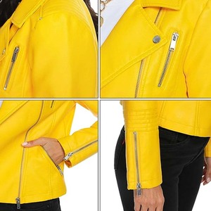 Chaqueta de cuero de mujer de manga larga de diseño personalizado de gran calidad ropa de calle transpirable para exteriores procesamiento en bruto al por mayor - Product Image 3