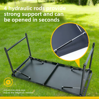 Table pliante multifonctionnelle en acier au carbone pour l'extérieur - Bureau de camping tactique noir avec support pour lampe