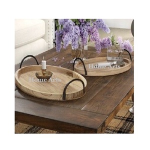 Newest Design <b>Wooden</b> Serving Tray Round Shape Customized Size <b>Tea</b> Coffee Serving Tray At Cheapest Price - Product Image 3