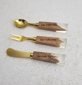 CACIA-cubiertos de acero inoxidable para cocina, conjunto de 3 cubiertos de acero inoxidable con cuchara chapada en plata y cuchillo - Product Image 3