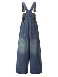 Peto de mezclilla a la moda para mujer, pantalones cortos lavados ligeros con decoración de botones, estilo sin babero de esfuerzo para Otoño/Invierno - Product Image 3