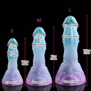 7.17インチモンスターペニスソフトシリコンプッシー刺激ディルド吸引カップ付きS/M/Lサイズアナルプラグセックスおもちゃ初心者用 - Product Image 1