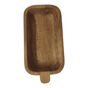 Bandeja de servicio tallada a mano de madera de mango de estilo moderno, mango de cuenco cónico largo para decoración del hogar, velas de mesa de Navidad, fabricación de una - Product Image 2