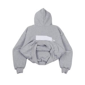 Sudaderas personalizadas de fábrica Impresión de pantalla Color sólido Sudadera con capucha de peso pesado en blanco Capas dobles 100% Sudaderas con capucha de algodón para hombres - Product Image 2