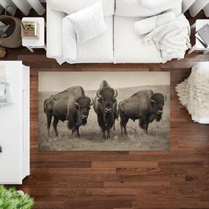 Alfombra Estampada: Alfombras de Bisón, Alfombras Rústicas, Alfombra Estilo Loft, Alfombras con Diseño Animal, Alfombra de Chenilla - Product Image 1