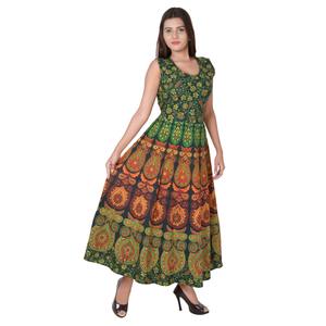 Jaipuri เดรสแมกซี่ยาวพิมพ์ลายดอกไม้ผ้าคอตตอนแขนสีเข้มดีไซน์ล่าสุดไซส์ใหญ่พิเศษ - Product Image 1