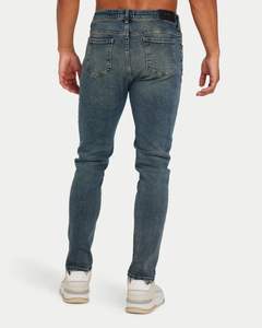 Pantalones vaqueros ajustados para hombre, Vaqueros elásticos suaves con arena azul, aspecto ligero que se desvanece, ropa de calle ajustada, pantalones vaqueros clásicos cómodos para hombre - Product Image 3