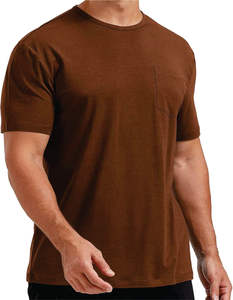 Camisetas de algodón suave Ringer para hombre, camiseta informal transpirable y cómoda con bolsillo práctico para mujer - Product Image 2