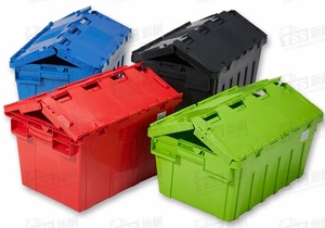 Caisse <span class=keywords><strong>de</strong></span> transport logistique en plastique, conteneur <span class=keywords><strong>de</strong></span> sécurité avec couvercles attachés, 50L, 600X400X320mm, TSS-TBX600*400*320 - Product Image 4