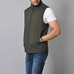 Chaqueta de plumón de lana para hombre para otoño invierno nuevo estilo transpirable ligero cuello delgado chaleco sin mangas técnica lavada - Product Image 3