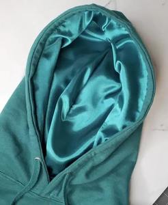 Sudadera con Capucha forrada de seda con hombros caídos de alta calidad al por mayor sudadera informal de satén con gráfico sudadera de mujer sudaderas con capucha de seda logotipo personalizado - Product Image 3