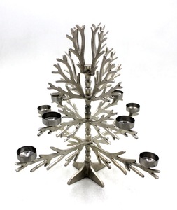 Décoration de table de noël support de l'avent en aluminium/acier support de bougie en nickel brut pour la maison et le décor d'éclairage de table - Product Image 1