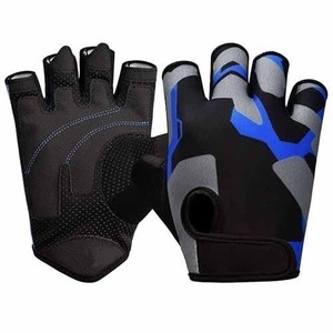 Black Unisex Half Finger Lace-Up Closure Anti-Slip Breathable Lightweight Fitness Gloves Workout Sports Training <b>Gym</b> <b>Weight</b> - Product Image 5