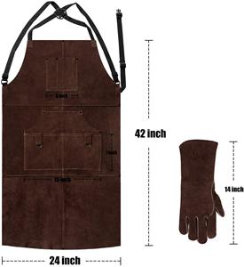 ผ้ากันเปื้อนงานเชื่อมหนังวัวเต็มตัวผ้ากันเปื้อนกันไฟและทนความร้อนปรับได้มี6ช่องสำหรับงานเชื่อมบาร์บีคิว - Product Image 4