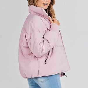 Women's Coated Quilted Puffer Jacket Hooded Collar Soft Warm <b>Fabric</b> Breathable Long Sleeves Zip Closure Daily Winter Wear - Product Image 5