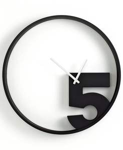 นาฬิกาแขวนผนังสีดำทันสมัยพร้อมตัวเลขสีขาวขนาดใหญ่นาฬิกามินิมอลสำหรับห้องนั่งเล่นสำนักงานและการตกแต่งบ้านร่วมสมัย - Product Image 4