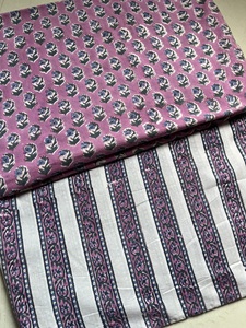 Hand Block Printed 100% Cotton Traditional Block Printed Cotton Geometric Fabric by the Yard at Factory - Product Image 2