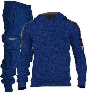 Ensemble survêtement sportif personnalisé en deux pièces, sweat-shirt à capuche et pantalon de jogging cargo, ensemble décontracté à manches longues pour homme - Product Image 5