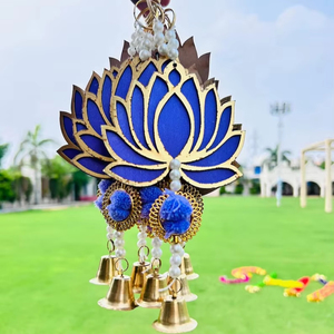 Lotus tenture murale avec cloche décoration de mariage Diwali Navratri coloré Festival décor pendaison de crémaillère Temple cadeau pour les invités - Product Image 1