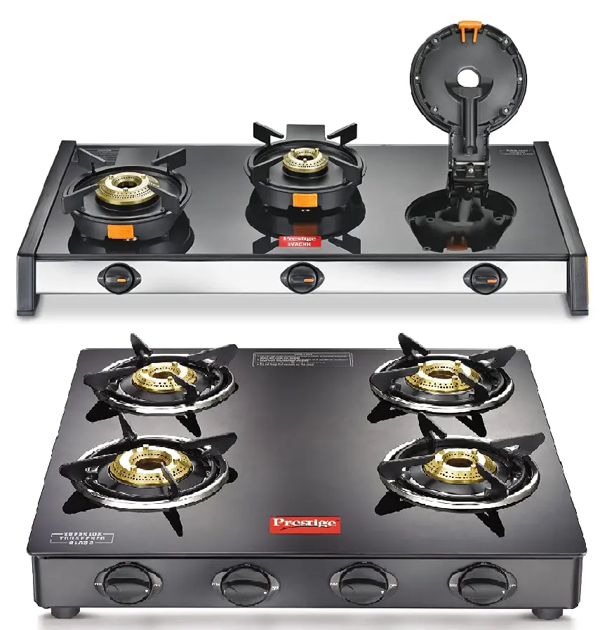 Kompor Gas Merek INDIA TERBAIK dengan 2, 3 & 4 Pembakar dan Atas Kaca Desain Terbaik Top CookTops Pilihan Teratas