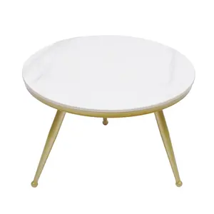 Offre spéciale, table basse en métal revêtu d'or avec dessus en marbre, nouvelle table centrale au design luxueux pour la décoration de la maison et du salon - Product Image 1