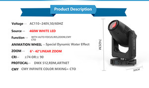 Luz Móvil de Cabeza HY-BF460BSW CMY 650W, Fuente de Luz <span class=keywords><strong>Osra</strong></span> Beam Spot Wash CMY+CTO+Zoom 3en1 DMX512 para DJ, Bodas y Fiestas - Product Image 3